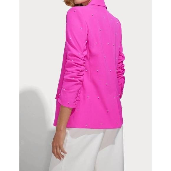 Generation Love Nadia Pearl Blazer Jacket Ruched Sleeves Magenta XXL‎ $395 - Picture 7 of 8